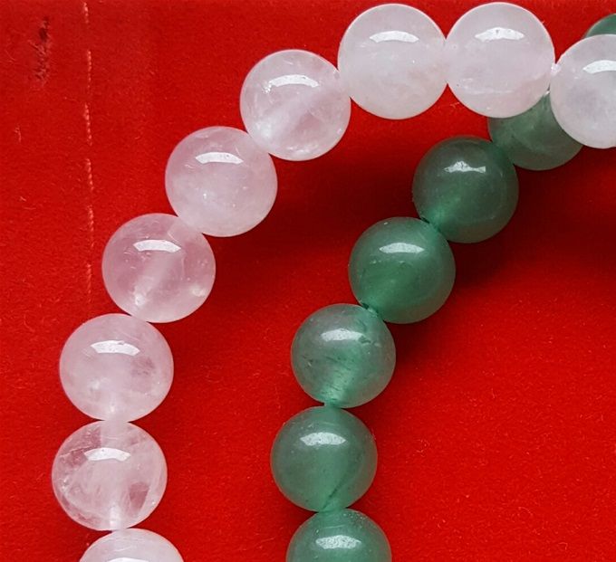 Natural gemstones crystal bracelets: rose quartz & green aventurine, for Love & Prosperity, 30 euros per piece. Ideal, is to wear both of them together, to restore & heal your heart chackra energy point, and to manifest into your life, more Love, financial stability, abundance & prosperity, + another 4 free gifts